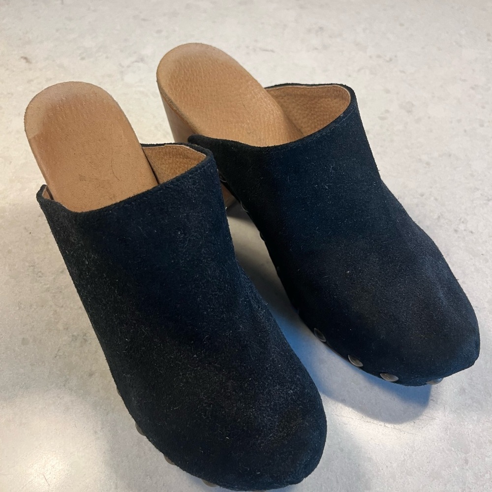 Free People Black Suede Mules